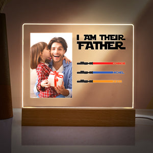 Personalized I Am Their Father Night Light Photo Acrylic Light Saber Plaque Father's Day Gifts - MadeMineAU