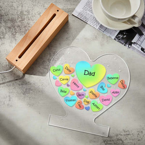 Personalized Engraved Family Heart LED Night Light Grandma Mom Hearts In Heart Lamp - MadeMineAU