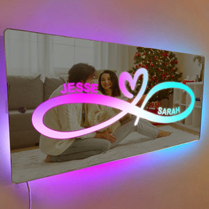 Personalized Name Mirror Light Infinity Heart Couple Gift - MadeMineAU