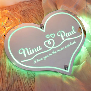 Personalized Mirror Light Heart Marquee Wedding Gifts - MadeMineAU