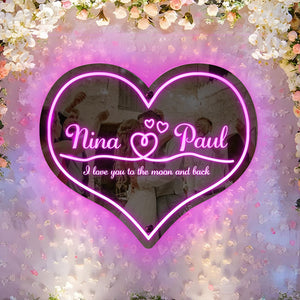 Personalized Mirror Light Heart Marquee Wedding Gifts - MadeMineAU