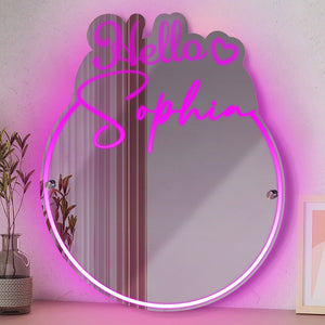 Personalized Name Mirror Light Vanity Hello Beautiful Gift for Her - MadeMineAU