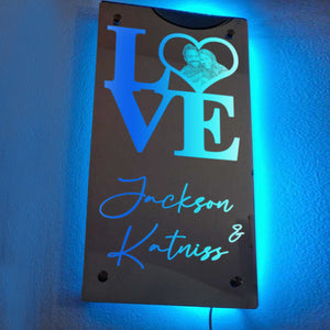 Personalized Name Heart Photo LOVE Mirror Light Couple Gift - MadeMineAU