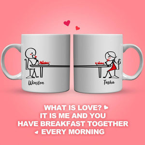 Personalized Name Couple Mug Set - Loving breakfast time - MadeMineAU