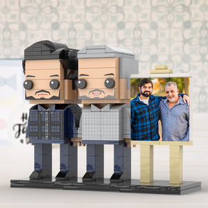 Full Body Customizable 2 People Father And Son Photo Frame Personalized Custom Brick Figures Small Particle Block Toy Personalized For Father's Day - MadeMineAU