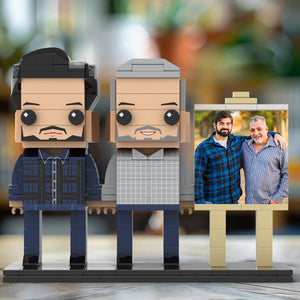 Full Body Customizable 2 People Father And Son Photo Frame Personalized Custom Brick Figures Small Particle Block Toy Personalized For Father's Day - MadeMineAU