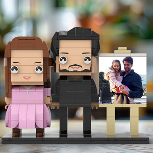 Full Body Customizable 2 People Dad Holding His Daughter In His Arm Photo Frame Personalized Custom Brick Figures Small Particle Block Toy Personalized For Father's Day - MadeMineAU