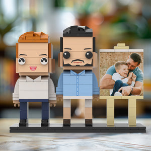 Full Body Customizable 2 People Dad Cuddle His Son Little Boy Photo Frame Personalized Custom Brick Figures Small Particle Block Toy Personalized For Father's Day - MadeMineAU