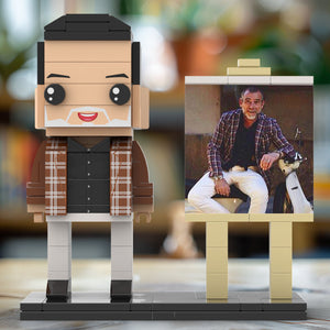 Full Body Customizable 1 Person Cool Daddy  in Classic Plaid Shirt Custom Brick with Frame Figures Small Particle Block Toy Brick Me Figures For Father's Day - MadeMineAU