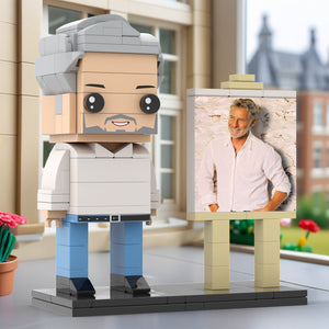 Full Body Customizable 1 Person Daddy With Classic White Shirt And Jeans Custom Brick with Frame Figures Small Particle Block Toy Brick Me Figures For Father's Day - MadeMineAU