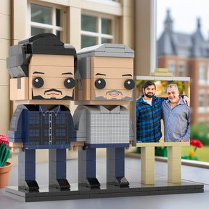 Full Body Customizable 2 People Father And Son Photo Frame Personalized Custom Brick Figures Small Particle Block Toy Personalized For Father's Day - MadeMineAU