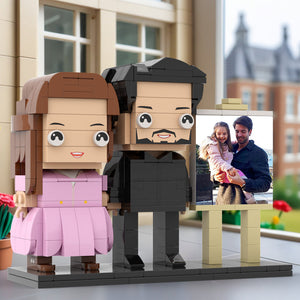 Full Body Customizable 2 People Dad Holding His Daughter In His Arm Photo Frame Personalized Custom Brick Figures Small Particle Block Toy Personalized For Father's Day - MadeMineAU