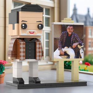 Full Body Customizable 1 Person Cool Daddy  in Classic Plaid Shirt Custom Brick with Frame Figures Small Particle Block Toy Brick Me Figures For Father's Day - MadeMineAU