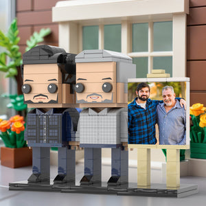 Full Body Customizable 2 People Father And Son Photo Frame Personalized Custom Brick Figures Small Particle Block Toy Personalized For Father's Day - MadeMineAU