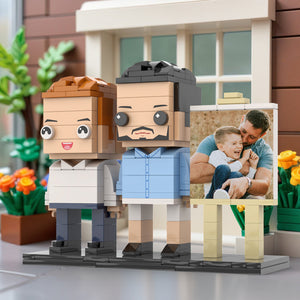 Full Body Customizable 2 People Dad Cuddle His Son Little Boy Photo Frame Personalized Custom Brick Figures Small Particle Block Toy Personalized For Father's Day - MadeMineAU