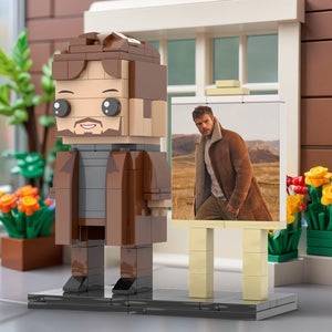 Full Body Customizable 1 Person Cool Young Daddy In Long Brown Coat Custom Brick with Frame Figures Small Particle Block Toy Brick Me Figures For Father's Day - MadeMineAU