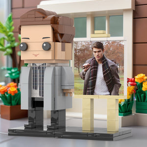 Full Body Customizable 1 Person Stylish Young Daddy With Scarf Custom Brick with Frame Figures Small Particle Block Toy Brick Me Figures For Father's Day - MadeMineAU