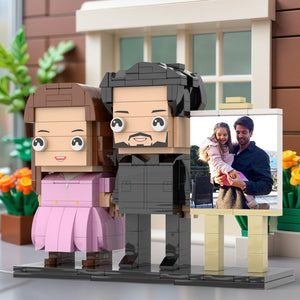 Full Body Customizable 2 People Dad Holding His Daughter In His Arm Photo Frame Personalized Custom Brick Figures Small Particle Block Toy Personalized For Father's Day - MadeMineAU