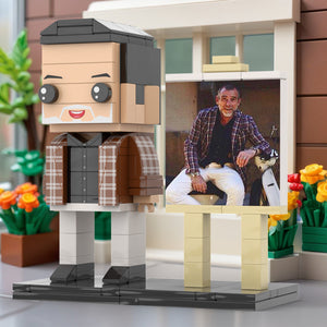 Full Body Customizable 1 Person Cool Daddy  in Classic Plaid Shirt Custom Brick with Frame Figures Small Particle Block Toy Brick Me Figures For Father's Day - MadeMineAU