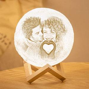 Anniversary Gifts Custom Photo Moon Lamp Magic Lunar 3D Printing With Double - Sided Photo - Touch Three Colors