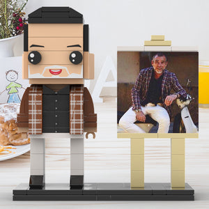 Full Body Customizable 1 Person Cool Daddy  in Classic Plaid Shirt Custom Brick with Frame Figures Small Particle Block Toy Brick Me Figures For Father's Day - MadeMineAU