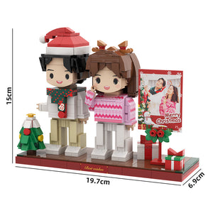 Christmas Brick Figures Full Body Customizable 2 People Photo Frame Custom Cute Brick Figures Small Particle Block - MadeMineAU