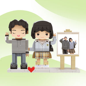 Full Body Customizable 2 People Photo Frame Custom Cute Brick Figures Small Particle Block Gifts for Spouse - MadeMineAU