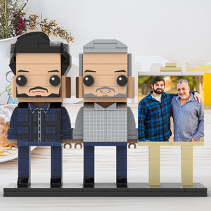 Full Body Customizable 2 People Father And Son Photo Frame Personalized Custom Brick Figures Small Particle Block Toy Personalized For Father's Day - MadeMineAU