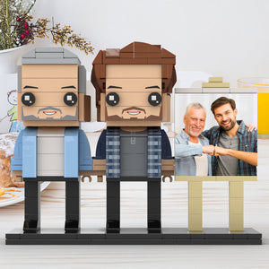 Full Body Customizable 2 People Dad And Son Fist Bump Photo Frame Personalized Custom Brick Figures Small Particle Block Toy Personalized For Father's Day - MadeMineAU