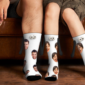 Custom Face Socks Magnetic Holding Hands Suction Funny Holding Hands Socks Lovely Socks for Father