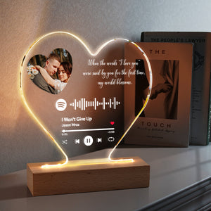 Gift For Father Custom Heart-Shaped Music Code Plaque Night Light