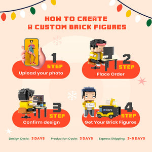 Christmas Brick Figures Full Body Customizable 2 People Photo Frame Custom Cute Brick Figures Small Particle Block - MadeMineAU