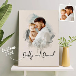Custom Wall Art Watercolor Canvas Photo Aquarelle Oil Painting Frameless Father's Day Gift