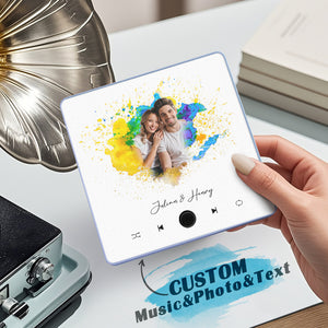 Custom Music Fridge Magnet Watercolor Photo Sticker Music Wall Photo Sticker That Plays Music Without Cell Phone Couple Gifts - MadeMineAU