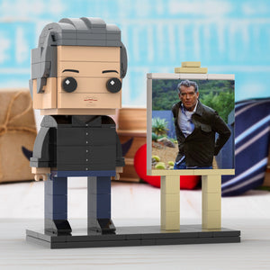 Full Body Customizable 1 Person Cool Daddy In Black Suit Custom Brick with Frame Figures Small Particle Block Toy Brick Me Figures For Father's Day - MadeMineAU