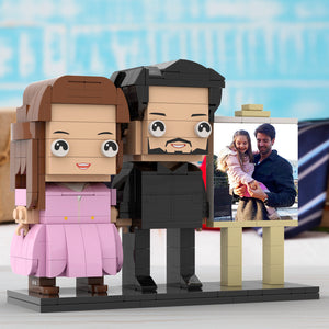 Full Body Customizable 2 People Dad Holding His Daughter In His Arm Photo Frame Personalized Custom Brick Figures Small Particle Block Toy Personalized For Father's Day - MadeMineAU