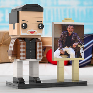 Full Body Customizable 1 Person Cool Daddy  in Classic Plaid Shirt Custom Brick with Frame Figures Small Particle Block Toy Brick Me Figures For Father's Day - MadeMineAU