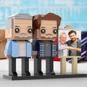 Full Body Customizable 2 People Dad And Son Fist Bump Photo Frame Personalized Custom Brick Figures Small Particle Block Toy Personalized For Father's Day - MadeMineAU