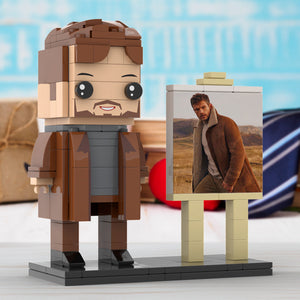 Full Body Customizable 1 Person Cool Young Daddy In Long Brown Coat Custom Brick with Frame Figures Small Particle Block Toy Brick Me Figures For Father's Day - MadeMineAU