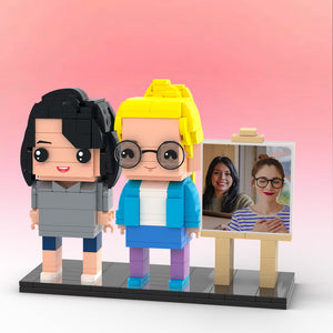 Full Body Customizable 2 People Photo Frame Custom Brick Figures Small Particle Block Gifts for Sisters - MadeMineAU