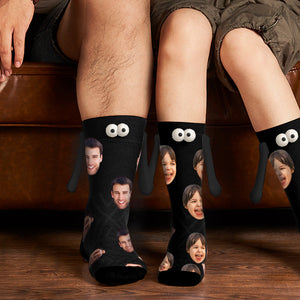 Custom Face Socks Magnetic Holding Hands Suction Funny Holding Hands Socks Lovely Socks for Father