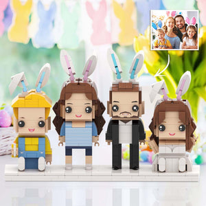 Easter Family Full Body Customizable 4 People Custom Brick Figures Small Particle Block - MadeMineAU