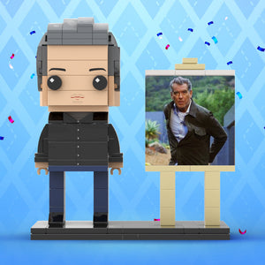 Full Body Customizable 1 Person Cool Daddy In Black Suit Custom Brick with Frame Figures Small Particle Block Toy Brick Me Figures For Father's Day - MadeMineAU