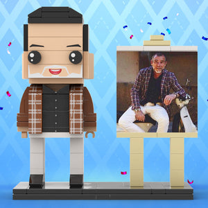 Full Body Customizable 1 Person Cool Daddy  in Classic Plaid Shirt Custom Brick with Frame Figures Small Particle Block Toy Brick Me Figures For Father's Day - MadeMineAU