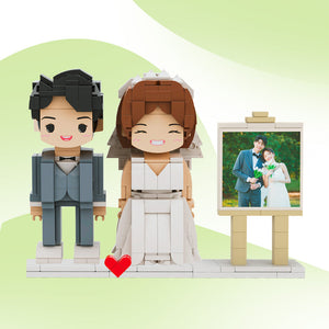 Full Body Customizable 2 People Photo Frame Custom Cute Brick Figures Small Particle Block Gifts for Him - MadeMineAU