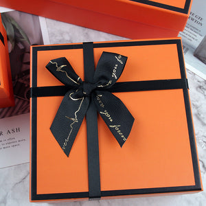 Orange Square Shaped Presentation Gift Box with Bow Ribbon - MadeMineAU