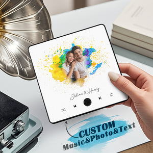 Custom Music Fridge Magnet Photo Watercolor Sticker Music Wall Photo Sticker That Can Plays Without Cell Phone Best Gift - MadeMineAU