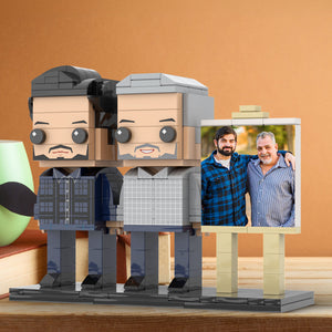 Full Body Customizable 2 People Father And Son Photo Frame Personalized Custom Brick Figures Small Particle Block Toy Personalized For Father's Day - MadeMineAU