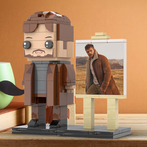 Full Body Customizable 1 Person Cool Young Daddy In Long Brown Coat Custom Brick with Frame Figures Small Particle Block Toy Brick Me Figures For Father's Day - MadeMineAU