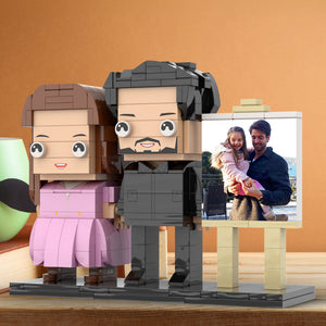 Full Body Customizable 2 People Dad Holding His Daughter In His Arm Photo Frame Personalized Custom Brick Figures Small Particle Block Toy Personalized For Father's Day - MadeMineAU